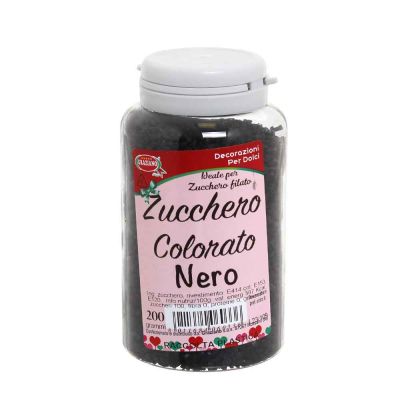 Cristalli di zucchero colorato nero per decorazioni e zucchero filato 200 g