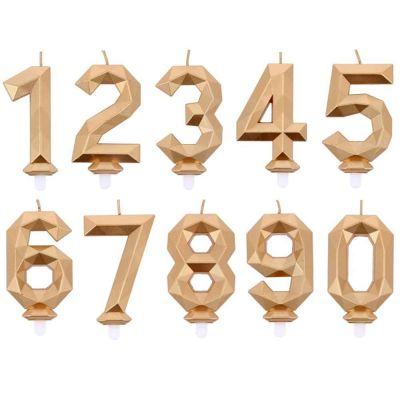 Candelina compleanno numero 9 nove in cera Diamond Gold oro h 7,5 cm 