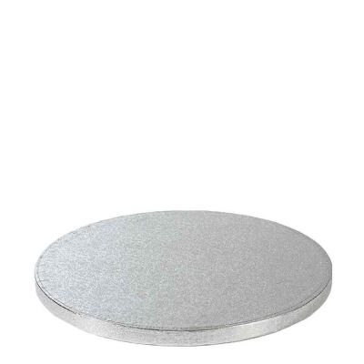 Cakeboard vassoio Sottotorta rotondo rivestito argento Ø32 h 1,2 cm 
