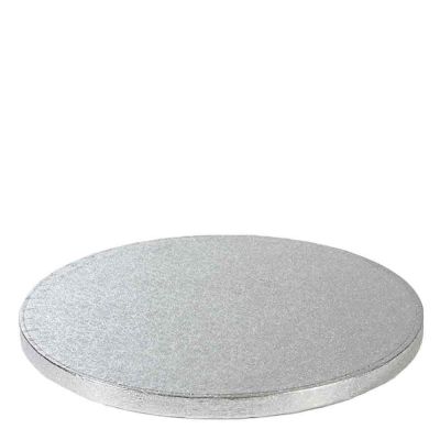 Cakeboard vassoio Sottotorta rotondo rivestito argento Ø38 h 1,2 cm 