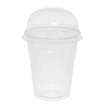 Bicchieri con coperchio a cupola senza foro compostabili in PLA 350cc