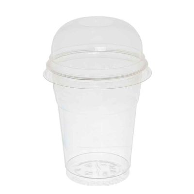 Bicchieri con coperchio a cupola senza foro compostabili in PLA 300cc