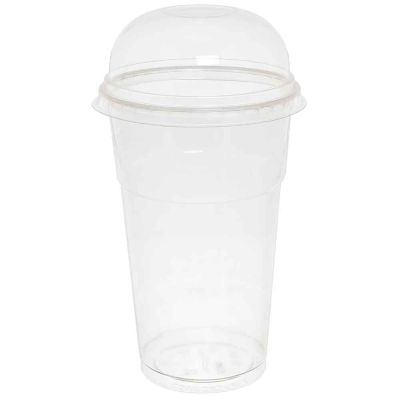 Bicchieri con coperchio a cupola senza foro compostabili in PLA 575cc