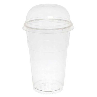 Bicchieri con coperchio a cupola senza foro compostabili in PLA 575cc