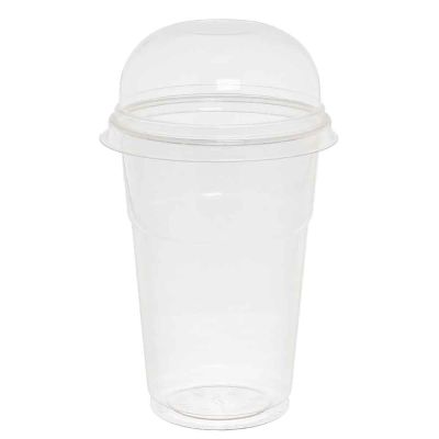 Bicchieri con coperchio a cupola senza foro compostabili in PLA 400cc