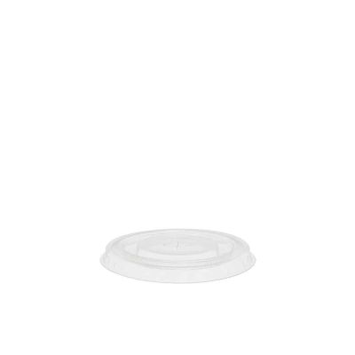 50 Coperchi compostabili piatti con foro a croce PLA trasparente Ø7,8 h1cm 