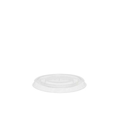 50 Coperchi compostabili piatti con foro a croce PLA trasparente Ø8,5 h1cm