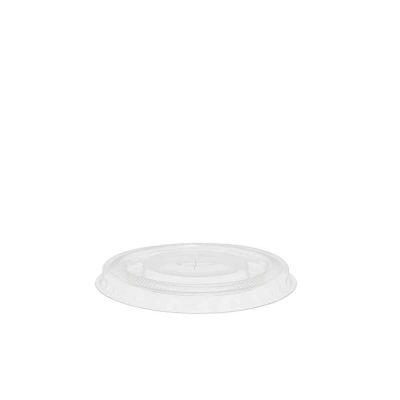50 Coperchi compostabili piatti con foro a croce PLA trasparente Ø9,5 h1cm