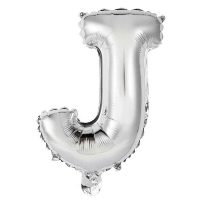 Palloncino Mylar Lettera J Argento Grande 40″ 101 cm
