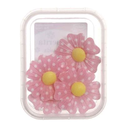 4 Margherite di ostia cialda a pois rosa per decorazione