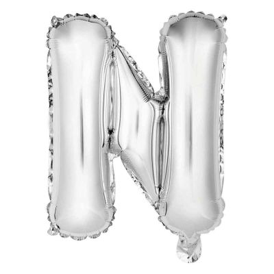 Palloncino Mylar Lettera N Argento Grande 40″ 101 cm