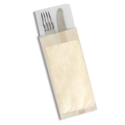 50 Buste sacchetti portaposate in tnt beige con tovagliolo