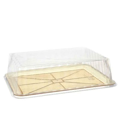3 vassoi paperino in plastica rosso metallizzato con coperchio alto