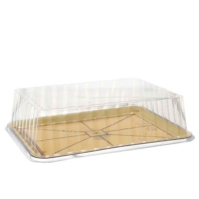 3 vassoi paperino in plastica oro con coperchio alto