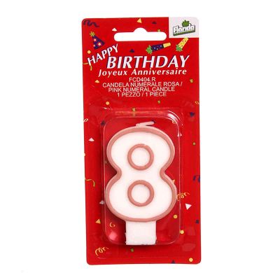 Candeline numero 8 rosa- confezione