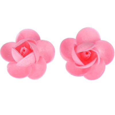 Rose di cialda fiori grandi di ostia rosa per decorazione 2 pz.