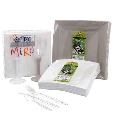Set completo lusso quadrato tortora e bianco