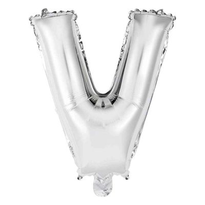 Palloncino Mylar Lettera V Argento Grande 40″ 101 cm