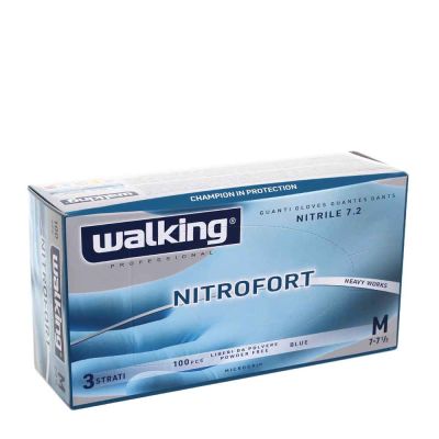 100 Guanti nitrile monouso Walking Nitrofort 3 strati M 7-7,5