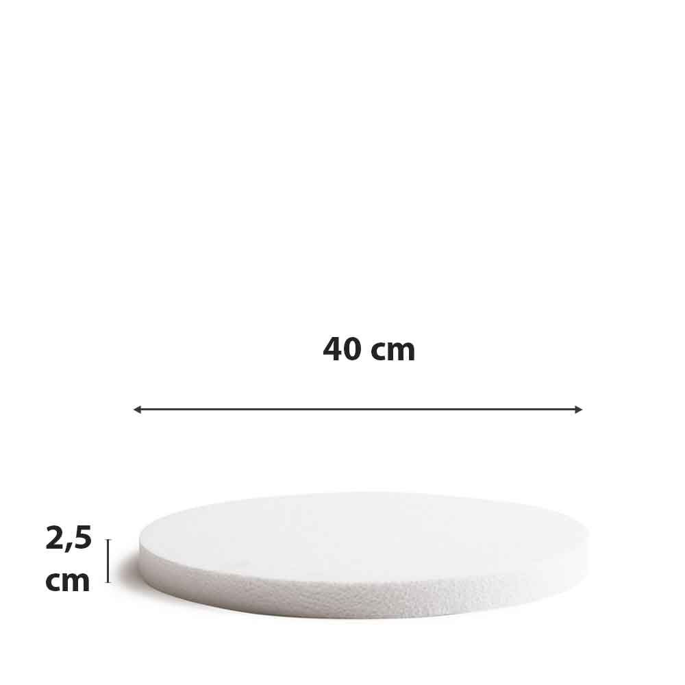 Decora 0173805 Base in polistirolo per Torte Bianco 40x2,5 cm 