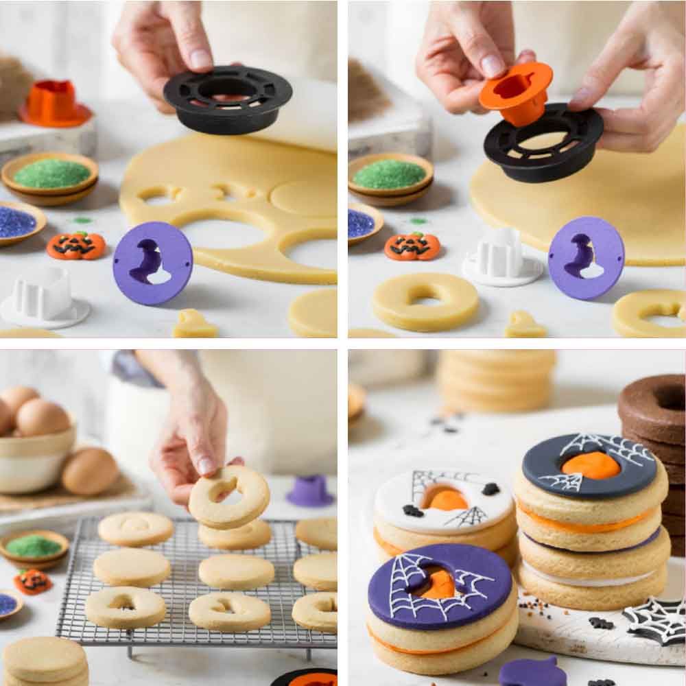 Set 4 pz Cutters Tagliapasta in plastica occhio di bue Halloween