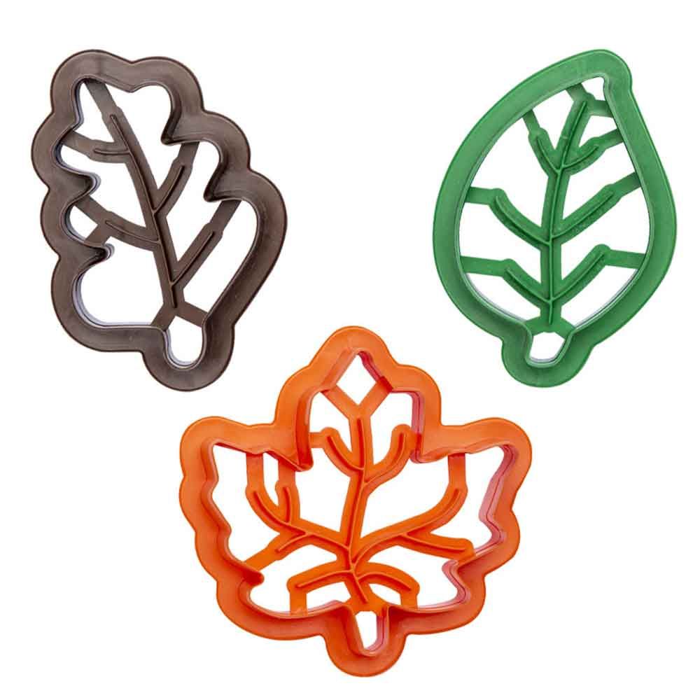Set 3 Cutters tagliapasta in plastica foglie autunnali colorate