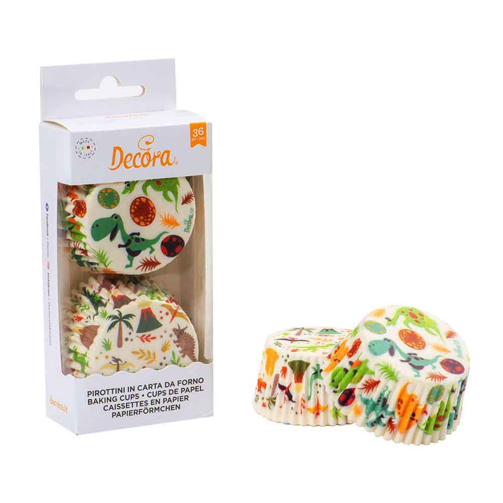 36 pezzi con striscione per compleanno Queta per bambini Pirottini per cupcake a forma di dinosauro decorazione per torte e cupcake 