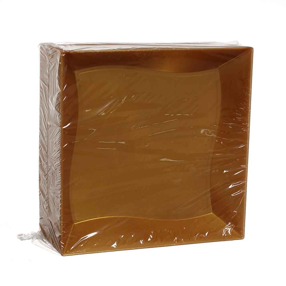 Piatti di plastica rigida quadrati color oro Vanity 16x16cm - PapoLab