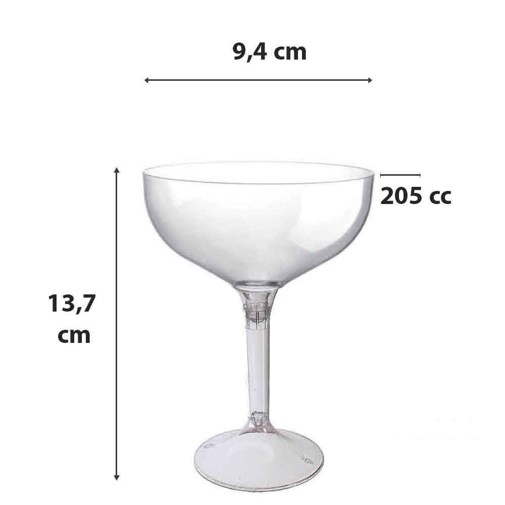 Coppe champagne in plastica lavabili gambo trasparente 205cc - PapoLab