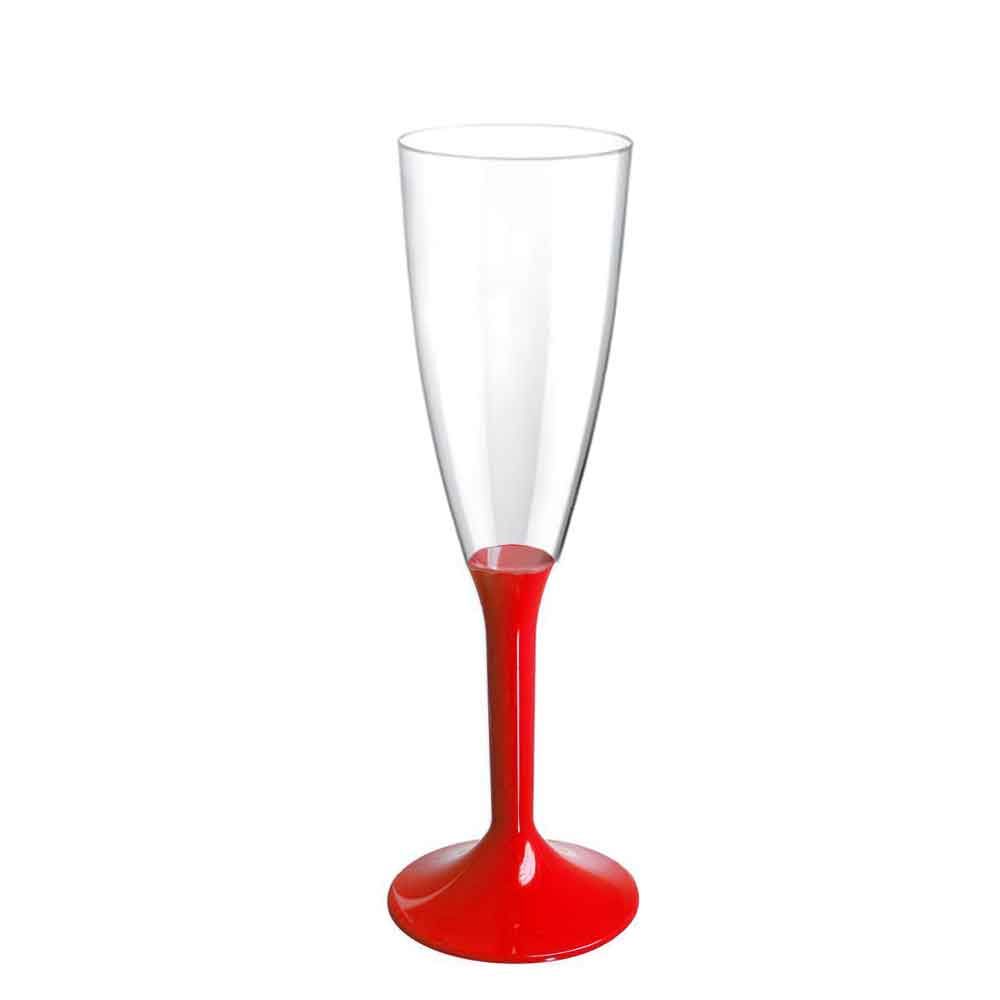 Flutes calici di plastica lavabili gambo lungo rosso - PapoLab