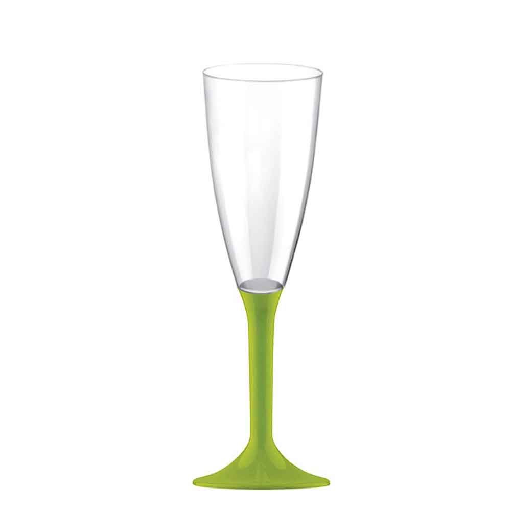 Flutes calici di plastica lavabili gambo lungo verde acido - PapoLab