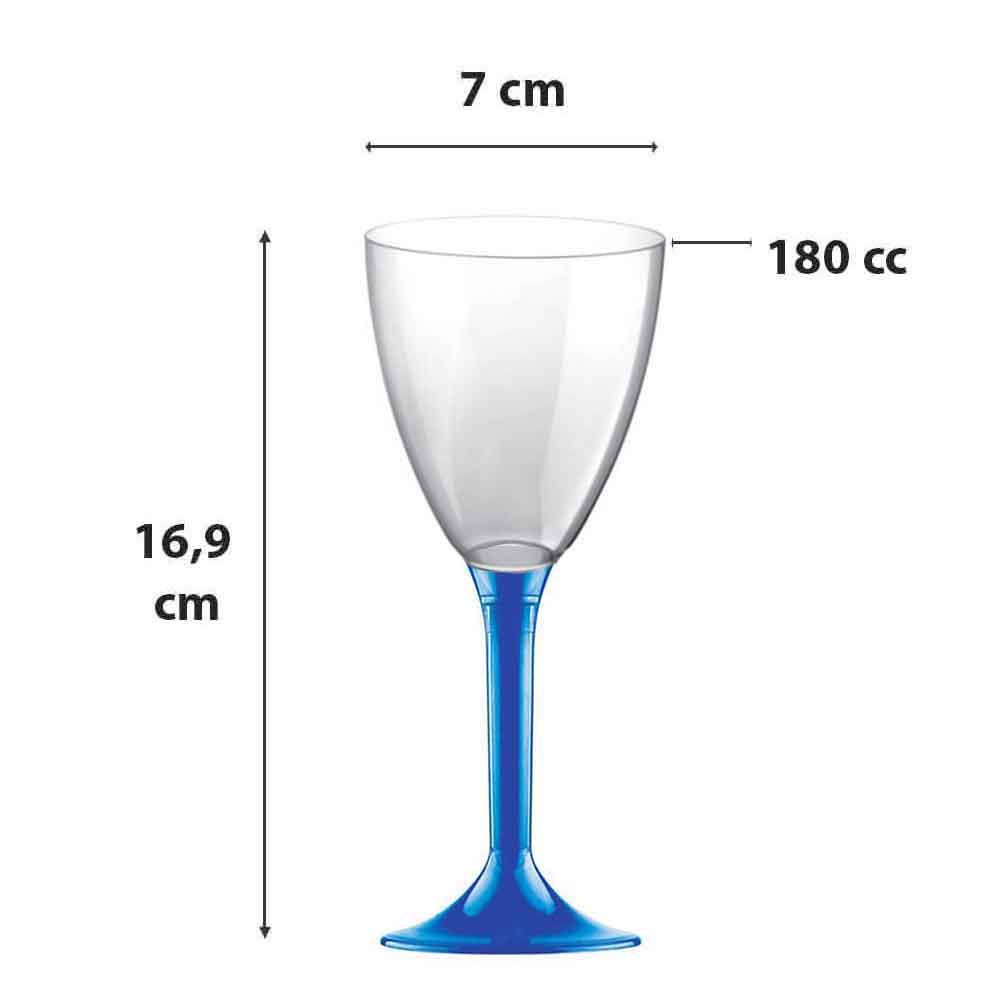 Calici plastica da acqua vino lavabili gambi alti blu 180cc - PapoLab