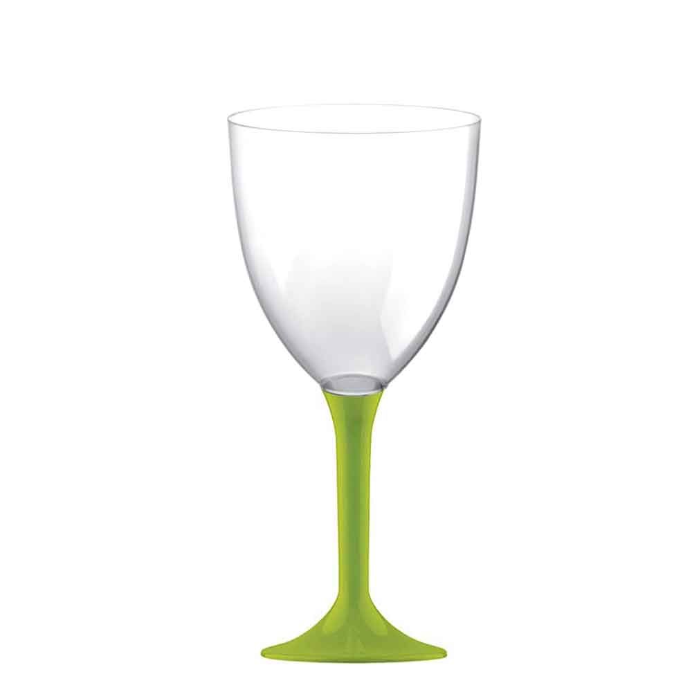 Calici in plastica da vino lavabili gambo verde acido 300ml - PapoLab