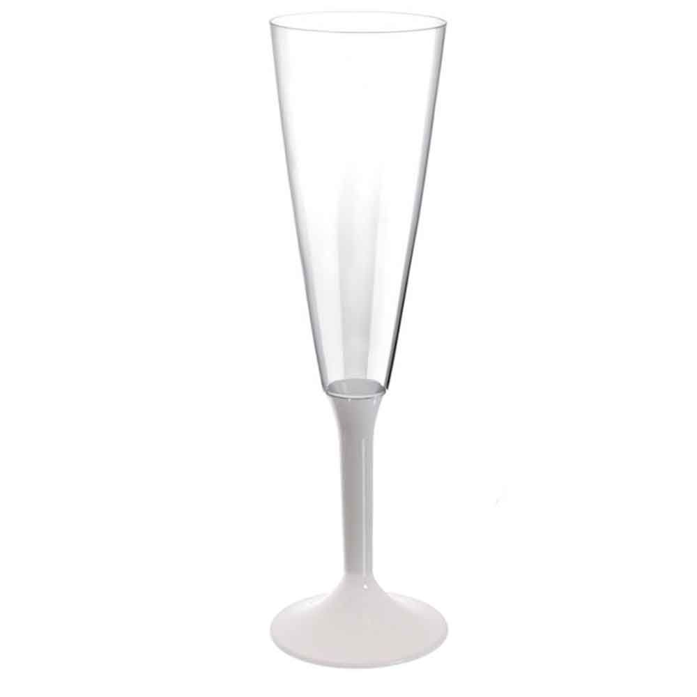 Flutes calici plastica lavabili 160ml gambo alto bianco - PapoLab