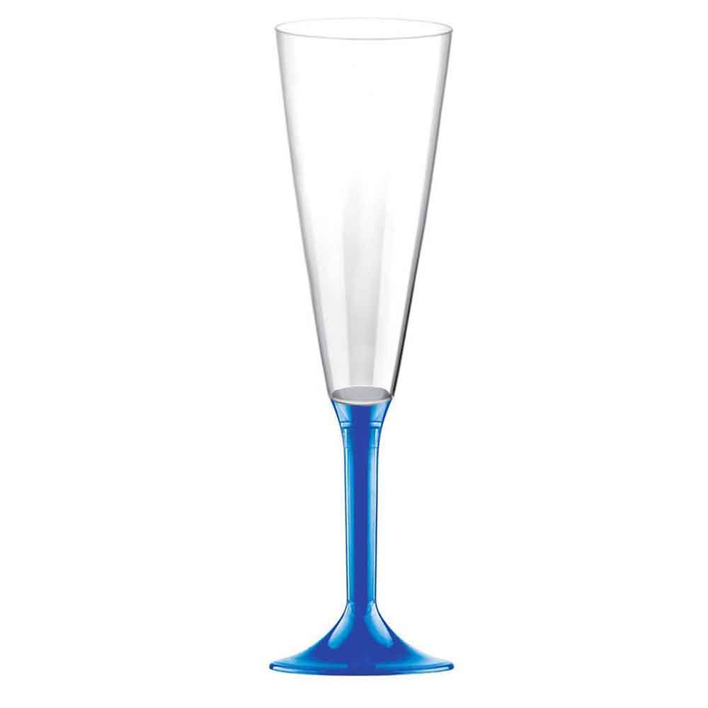 Flutes calici plastica lavabili 160 ml gambo lungo blu - PapoLab