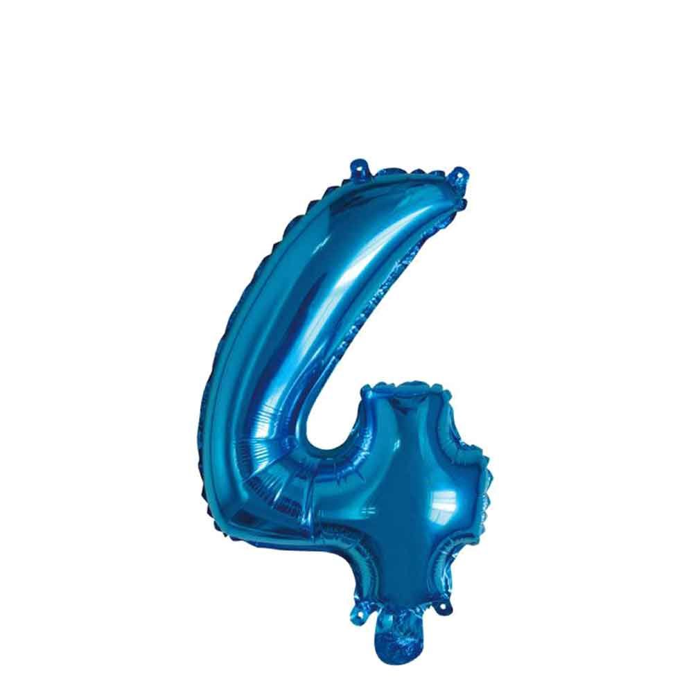 Palloncino Mylar numero 4 blu da 14″ 35 cm in offerta - PapoLab