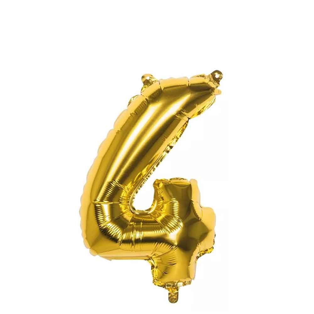 Palloncino Mylar numero 4 oro da 14″ 35 cm in offerta - PapoLab