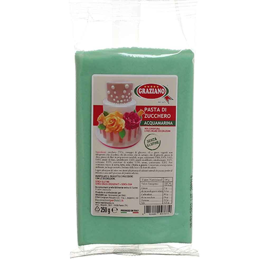 Pasta di zucchero verde acqua copertura 250 g senza glutine - PapoLab