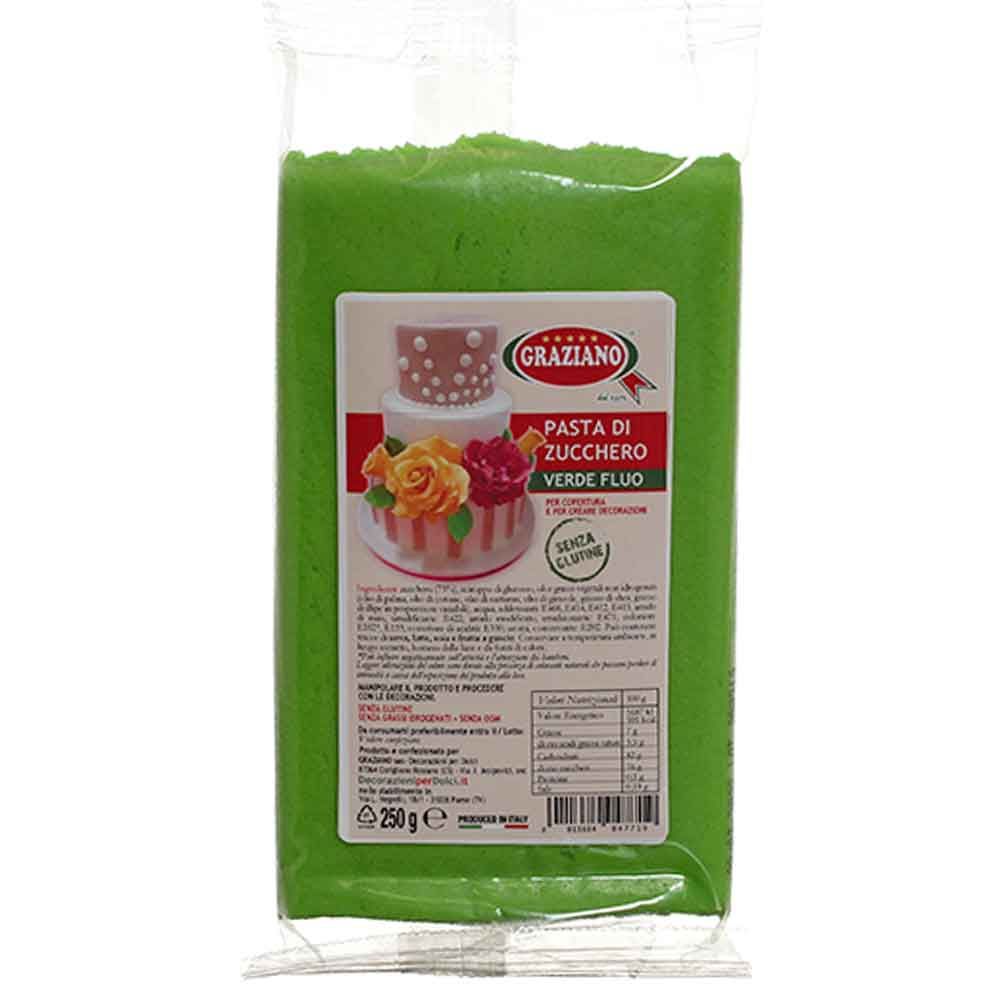 Pasta di zucchero verde fluo da copertura 250g senza glutine - PapoLab