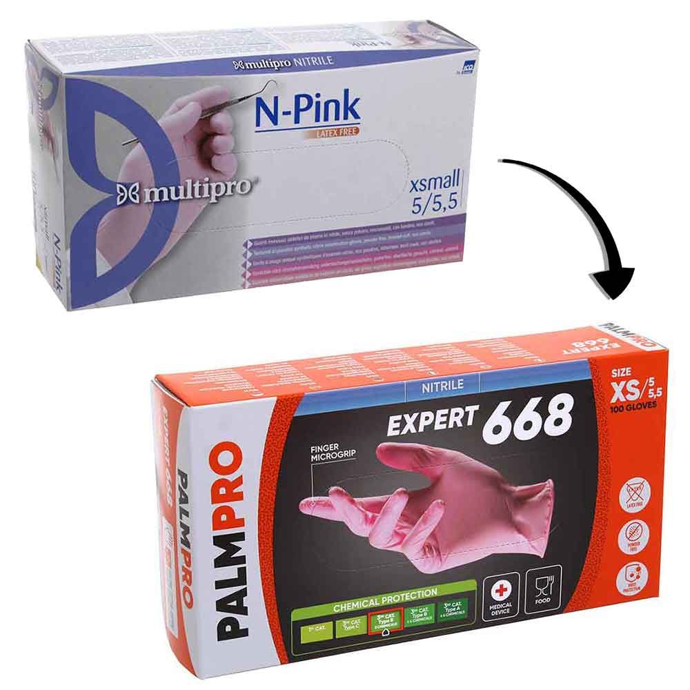 Guanti in nitrile rosa Icoguanti PalmPro 668 taglia XS - PapoLab