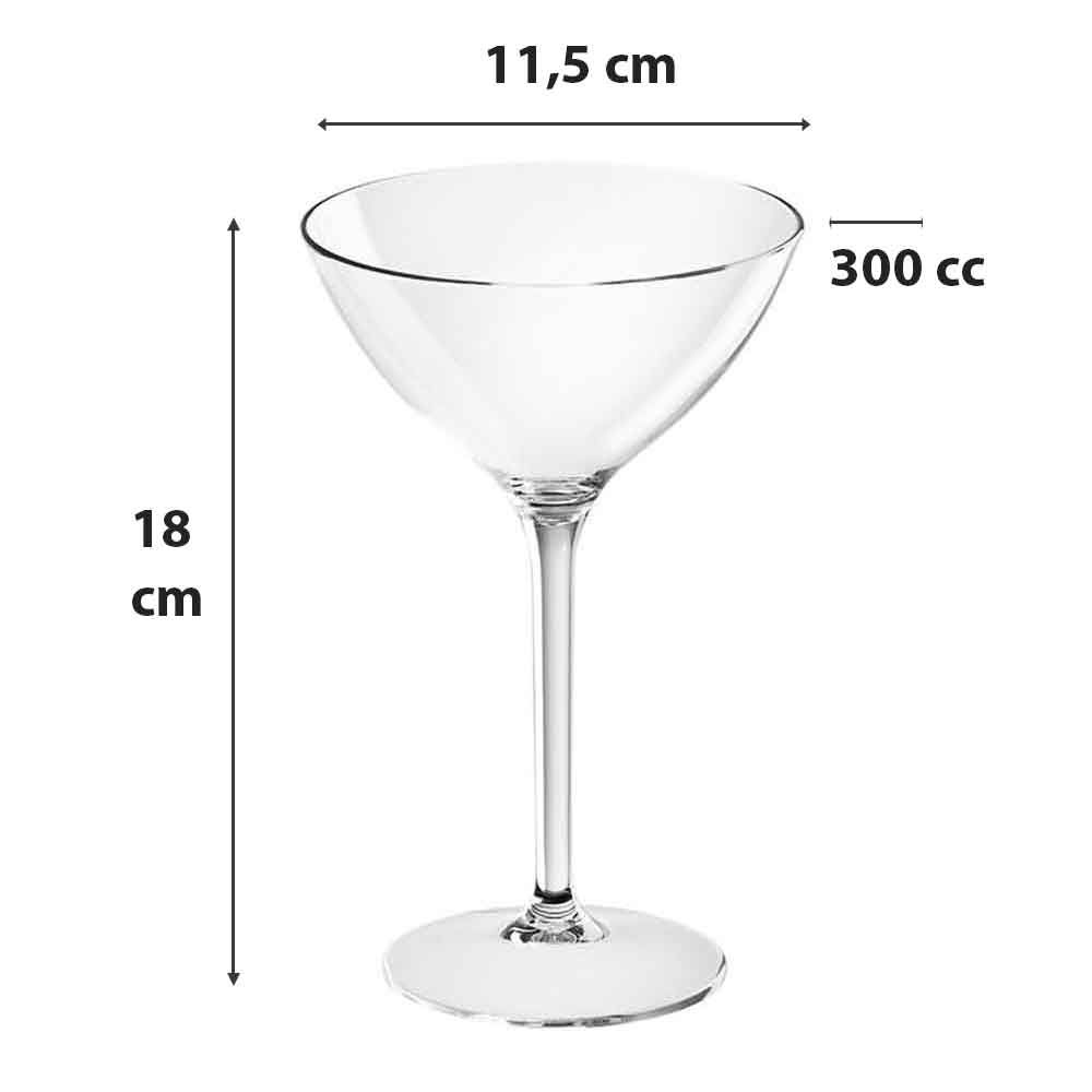 Set 6 calici coppe Martini policarbonato infrangibili 300cc - PapoLab