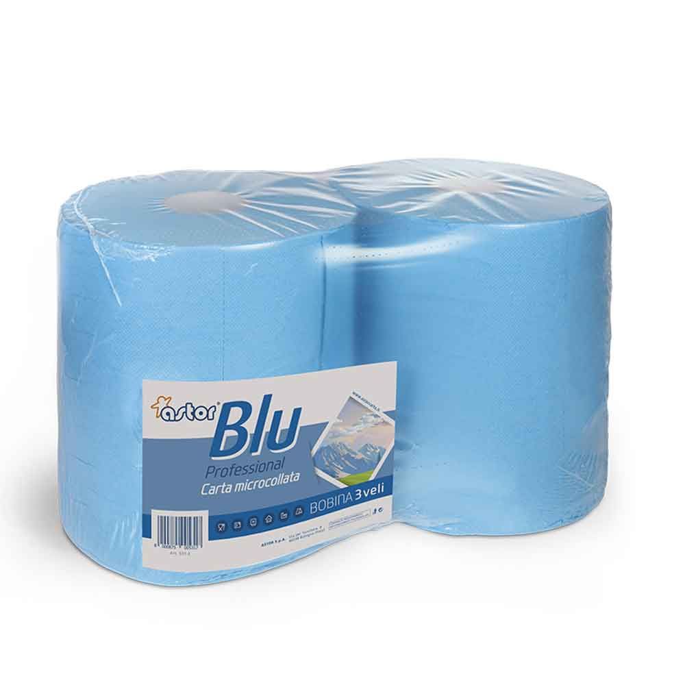 2 bobine di carta microcollata professionale blu a 3 veli - PapoLab