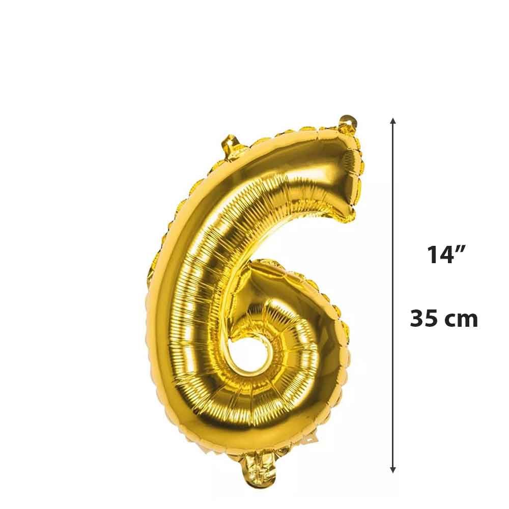 Palloncino Mylar numero 6 oro da 14″ 35 cm in offerta - PapoLab
