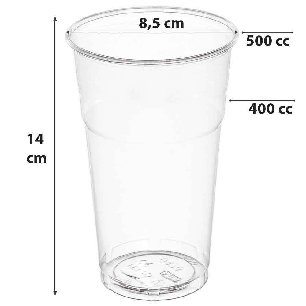 Bicchiere di Plastica Rigida in PET 532ml Ø9,5cm (50 Pezzi)