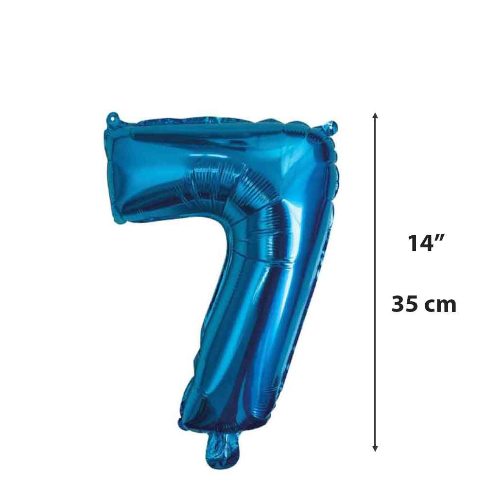 Palloncino Mylar numero 7 blu da 14″ 35 cm in offerta - PapoLab