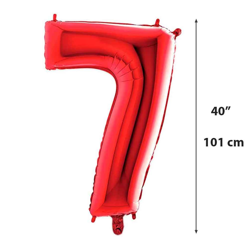 Palloncino Mylar numero 7 rosso da 40″ 101cm in offerta - PapoLab