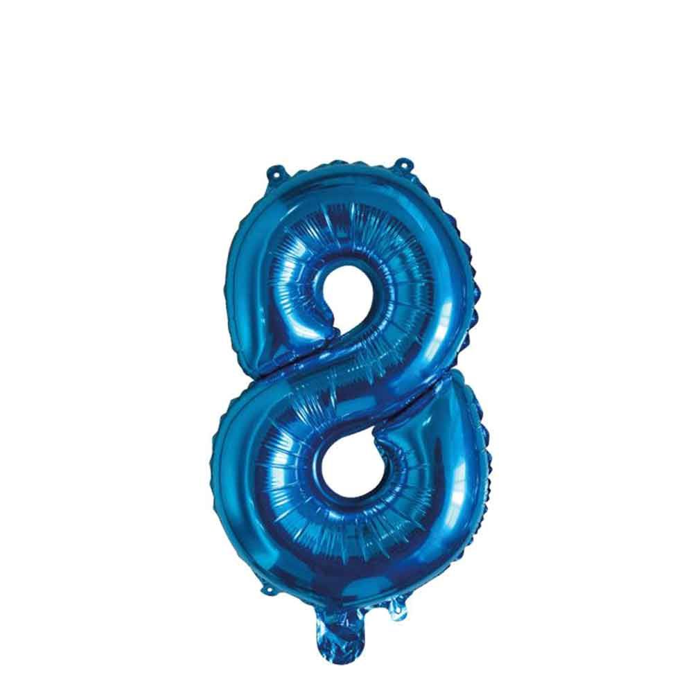 Palloncino Mylar numero 8 blu da 14″ 35 cm in offerta - PapoLab