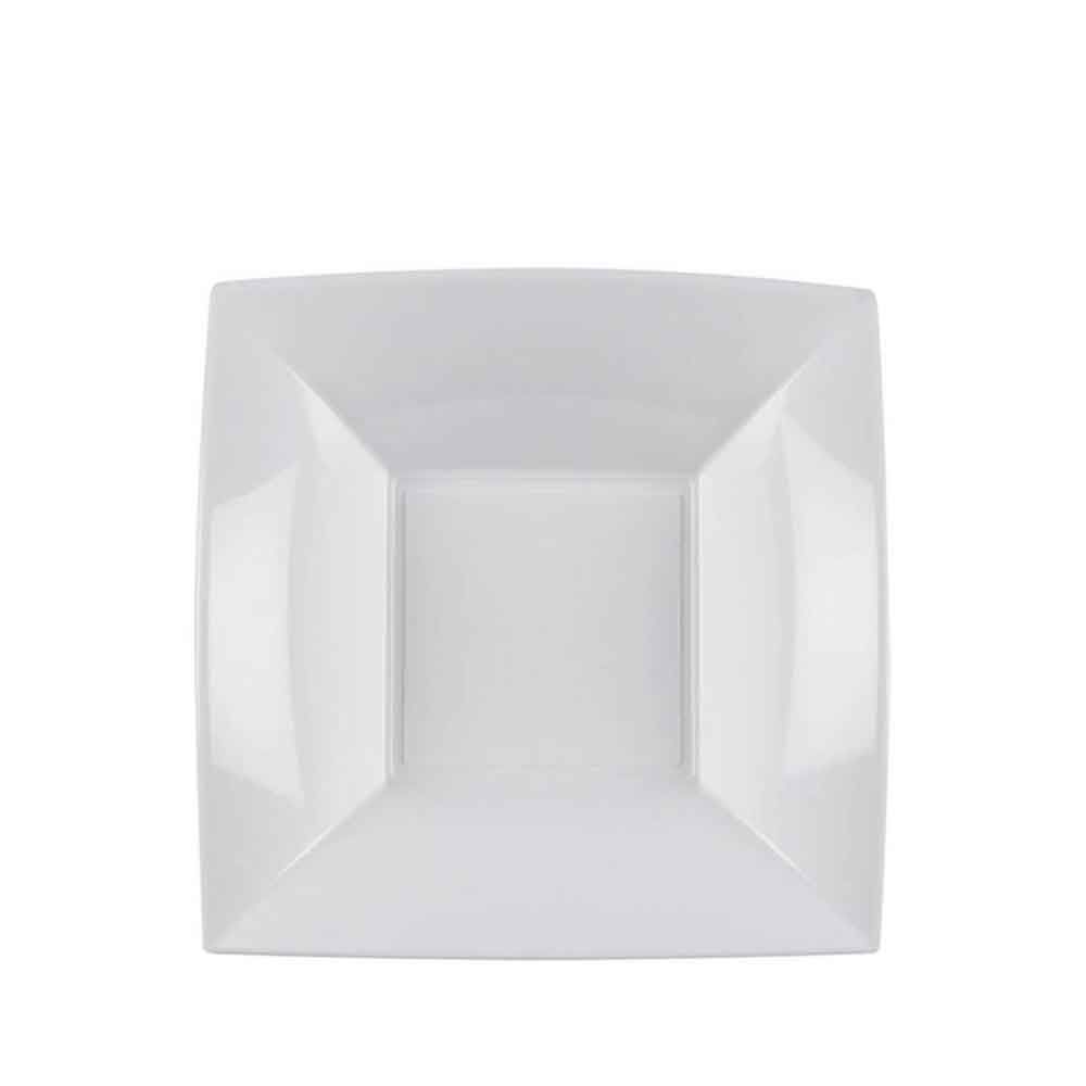 Piatti di plastica fondi lavabili per microonde bianco 18x18 - PapoLab