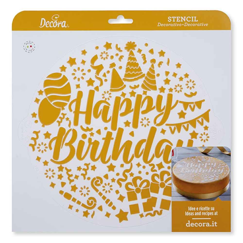 per decorazione torte con scritta Happy Birthday Cabilock Stencil per caffè in acciaio inox 