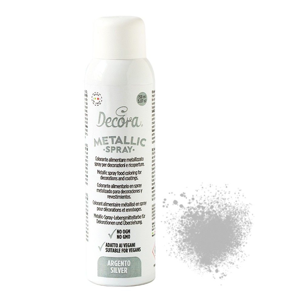 Colorante per alimenti spray argento metallizzato 150ml - PapoLab